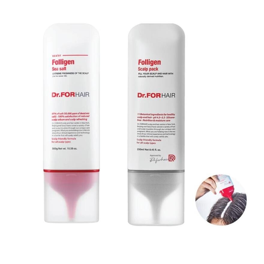 Folligen Bundle Pack Sea Salt Scaler 300g + Scalp Pack 250ml