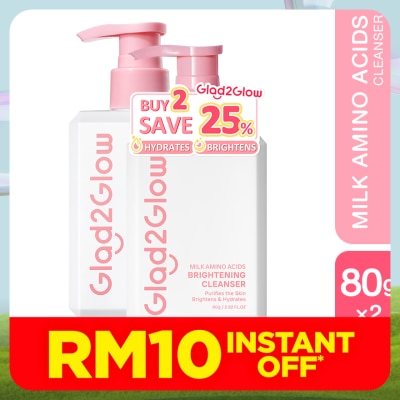 GLAD2GLOW Milk Amino Acids Brightening Cleanser Twin Pack (2x80g)