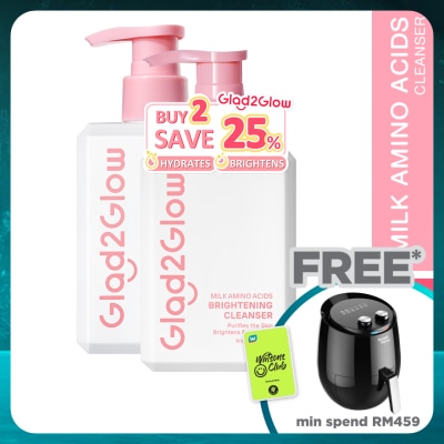 GLAD2GLOW Milk Amino Acids Brightening Cleanser Twin Pack (2x80g)