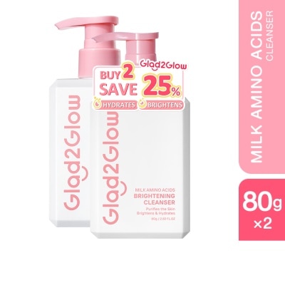 GLAD2GLOW Milk Amino Acids Brightening Cleanser Twin Pack (2x80g)