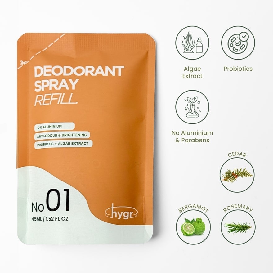 HYGR Natural Deodorant Spray Refill 45ML