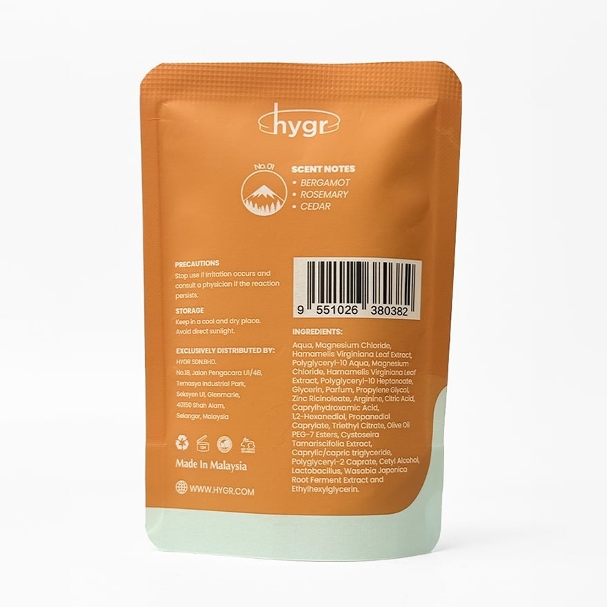 HYGR Natural Deodorant Spray Refill 45ML