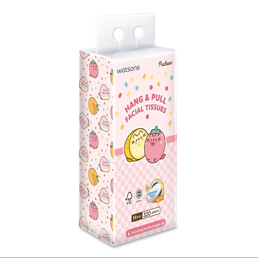Pusheen Velvet Hang & Pull Facial Tissue 4ply x 320sheets x 1s