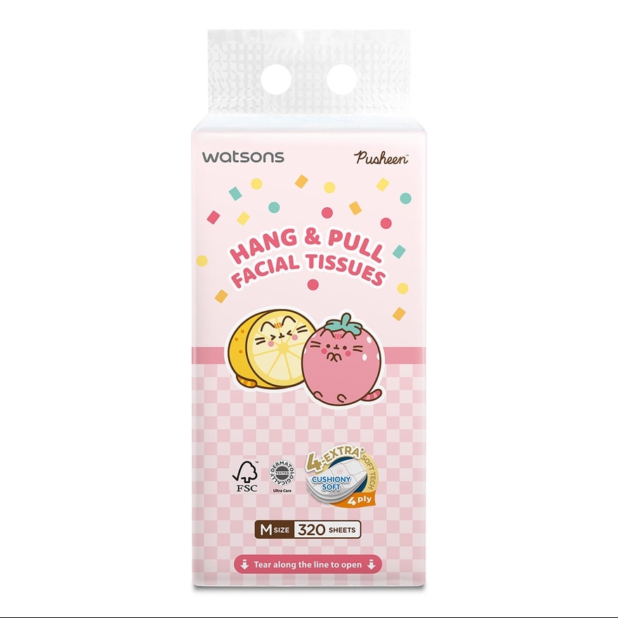Pusheen Velvet Hang & Pull Facial Tissue 4ply x 320sheets x 1s