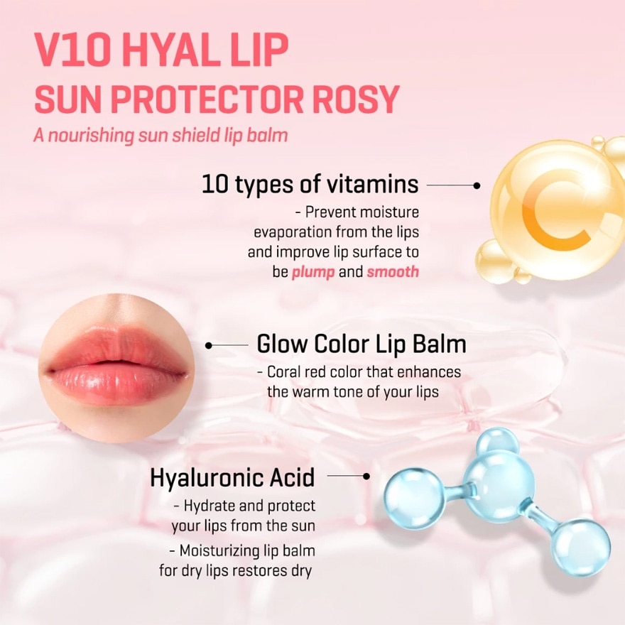 V10 Hyal Lip Sun Protector 7ml - Berry