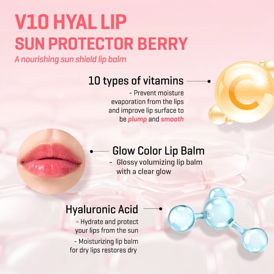 V10 Hyal Lip Sun Protector 7ml - Rosy