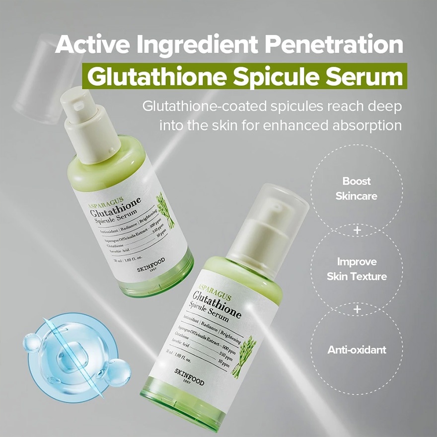 asparagus glutathione content SKINFOOD, Spicule Serum 50ml فوائد ابرة Dioxaflex B12 dull skin recovery Color:Metallic Blue