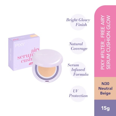 PIXY Filter Free Airy Serum Cushion Glow N30 Neutral Beige 15g image