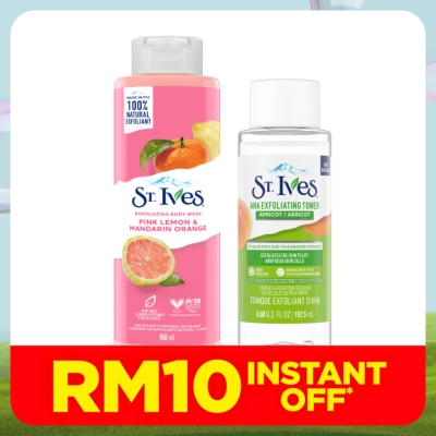 ST IVES Exfoliating Sea Salt Body Wash 4750ML + AHA Apricot Exfo Toner 197.5ML