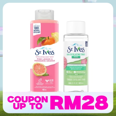 ST IVES Pink Lemon & Mandarin Orange Body Wash 450ML & AHA Rose Toner 197.5ML