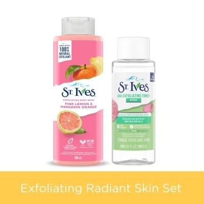 ST IVES Pink Lemon & Mandarin Orange Body Wash 450ML & AHA Rose Toner 197.5ML