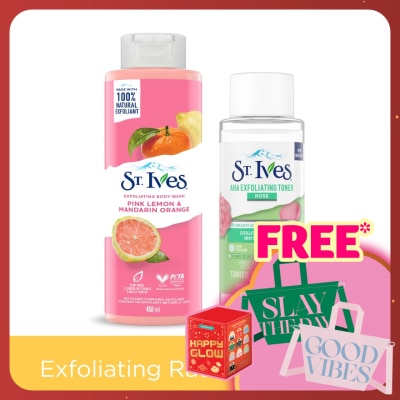 ST IVES Pink Lemon & Mandarin Orange Body Wash 450ML & AHA Rose Toner 197.5ML