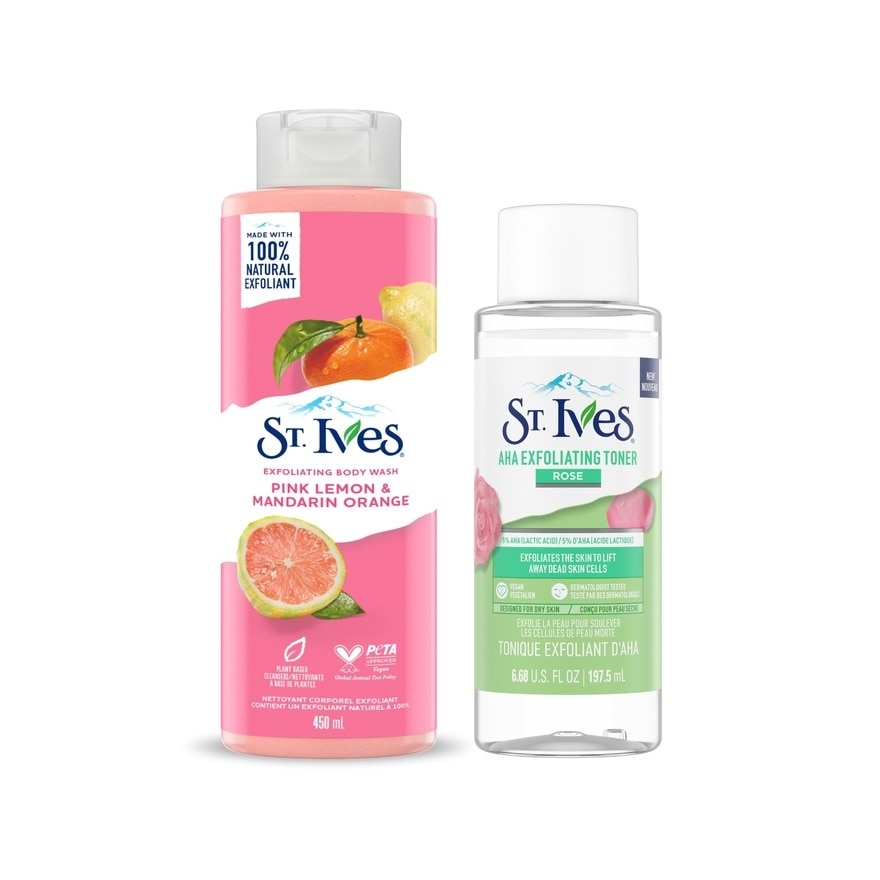 Pink Lemon & Mandarin Orange Body Wash 450ML & AHA Rose Toner 197.5ML