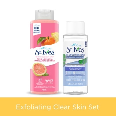 ST IVES Pink Lemon & Mandarin Orange Body Wash 473ML & BHA Unfragranced Toner 197.5ML