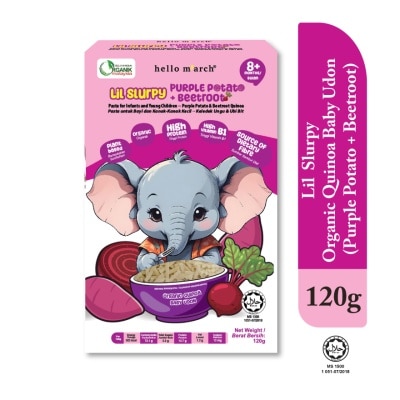 HELLO MARCH Lil Slurpy Organic Quinoa Baby Udon Purple Potato + Beetroot 120G