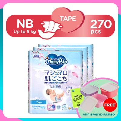 MAMYPOKO Baby Diapers Airfit Tape NB 90 x 3