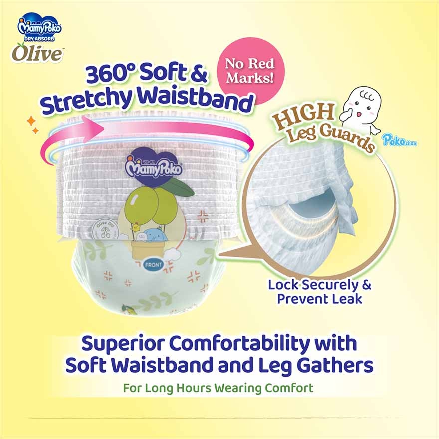 MamyPoko Standard Dry Absorb Olive Pants Baby Diapers M60x3