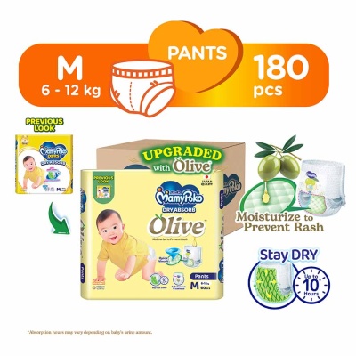 MAMYPOKO - MamyPoko Standard Dry Absorb Olive Pants Baby Diapers M60x3
