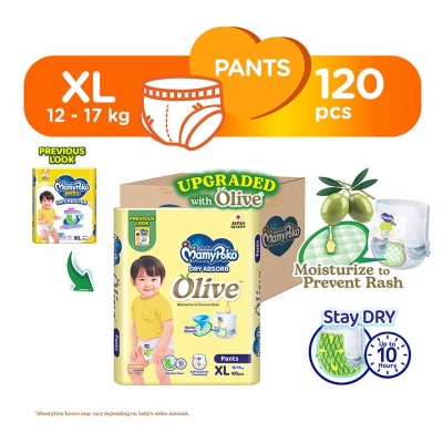 MAMYPOKO - MamyPoko Standard Dry Absorb Olive Pants Baby Diapers XL40x3