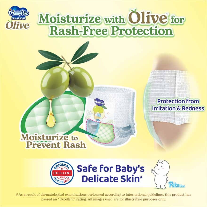 MamyPoko Standard Dry Absorb Olive Pants Baby Diapers XXL32+2x3