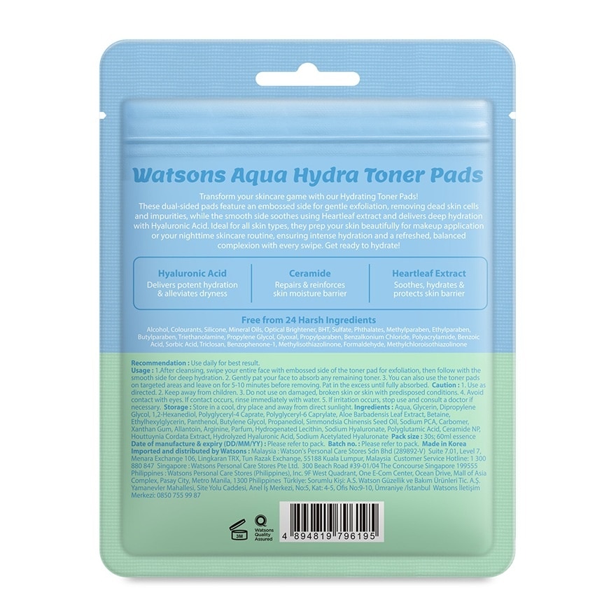 Aqua Hydra Toner Pads 30s