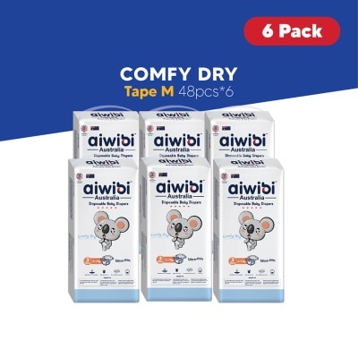 AIWIBI Baby Comfy Dry Diapers (Tape M 48s x 6Pack)