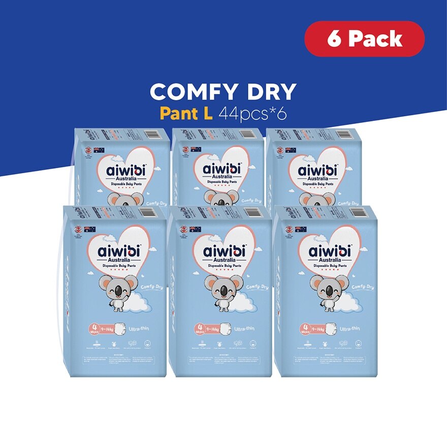 Baby Comfy Dry Diapers (Pant L 44s x 6Pack)
