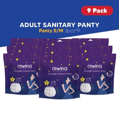 AIWIBI Adult Overnight Sanitary Panties (S/M 3pcs x 9Pack)