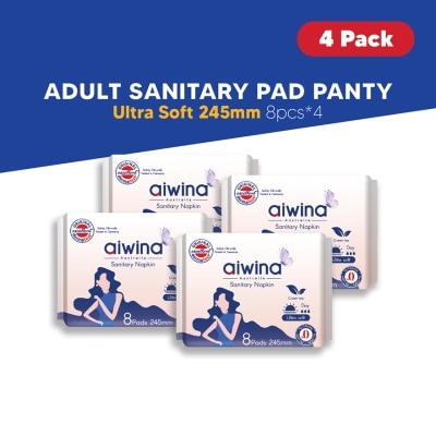 AIWIBI Adult Day Night Comfort Soft Precious Whisper Sanitary Pad (245mm 8pcs x 4Pack)