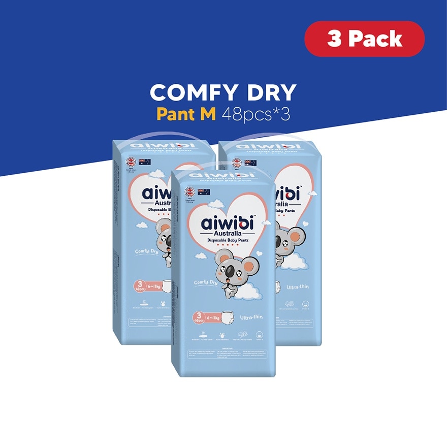 Baby Comfy Dry Diapers (Pant M 48s x 3Pack)