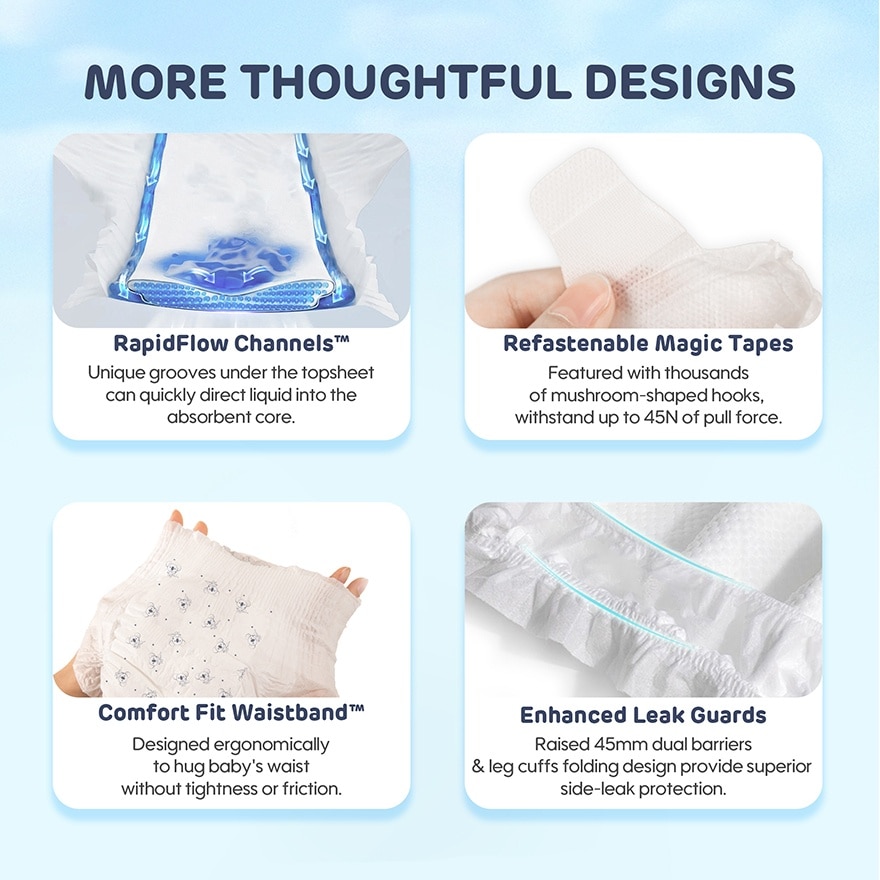Baby Comfy Dry Diapers (Tape M 48s x 3Pack)