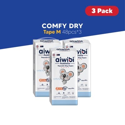AIWIBI Baby Comfy Dry Diapers (Tape M 48s x 3Pack)