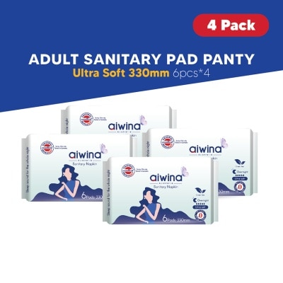 AIWIBI Adult Day Night Comfort Soft Precious Whisper Sanitary Pad (330mm 6pcs x 4Pack)