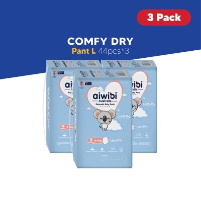 AIWIBI Baby Comfy Dry Diapers (Pant L 44s x 3Pack)