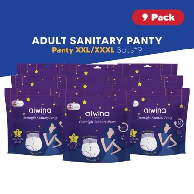 AIWIBI Adult Overnight Sanitary Panties (XXL/XXXL 3pcs x 9Pack)