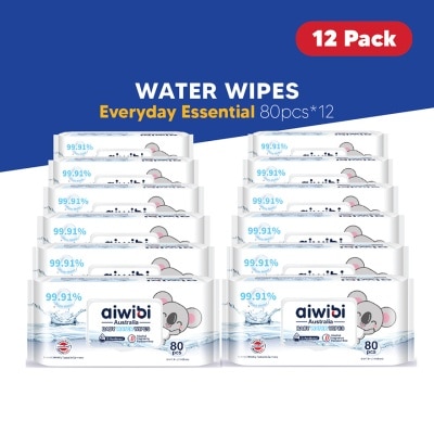 AIWIBI Baby 99.91% Pure Water Wipes (80's x 12Pack)