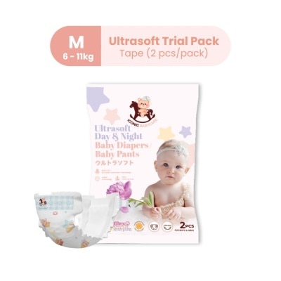 ICONIC [Trial Pack] Ultrasoft Day & Night Baby Diapers - Tape M (2pcs)
