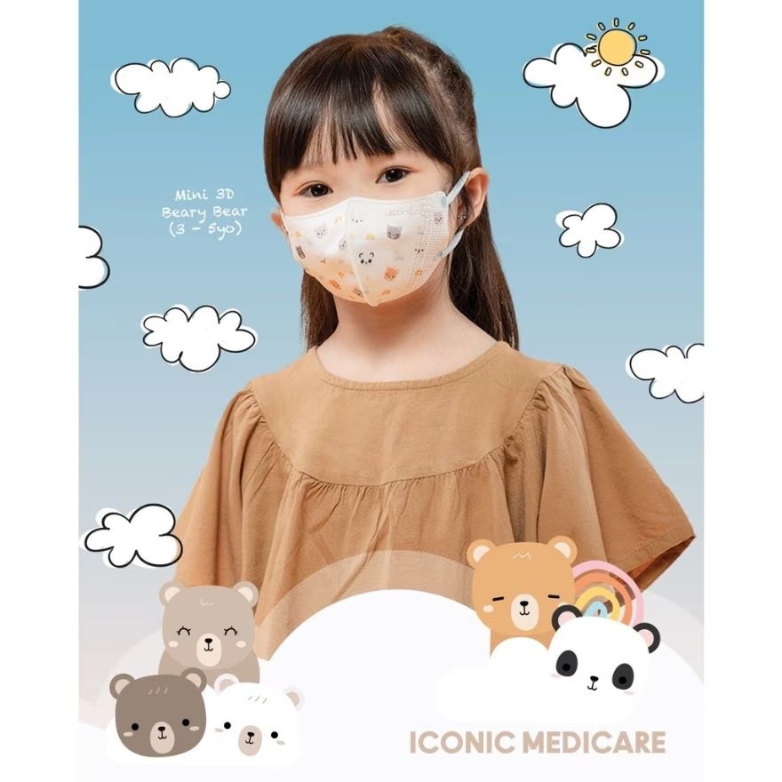 Mini 3D 4PLY Kids Disposable Beary Bear 20s'