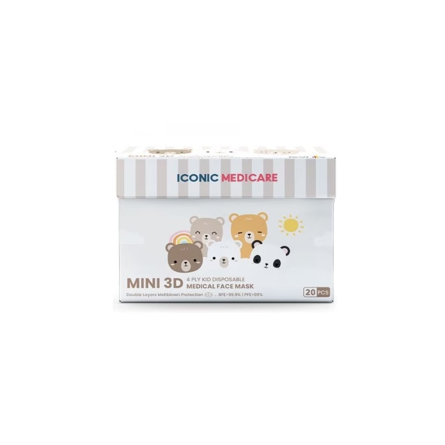 Mini 3D 4PLY Kids Disposable Beary Bear 20s'