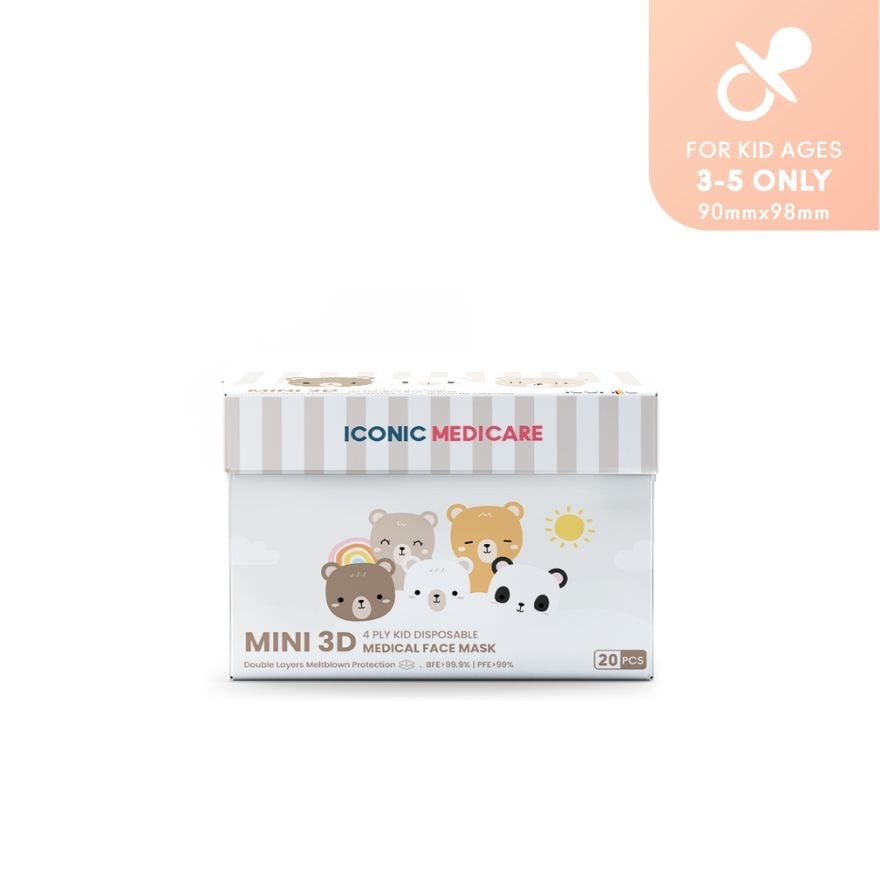 Mini 3D 4PLY Kids Disposable Beary Bear 20s'