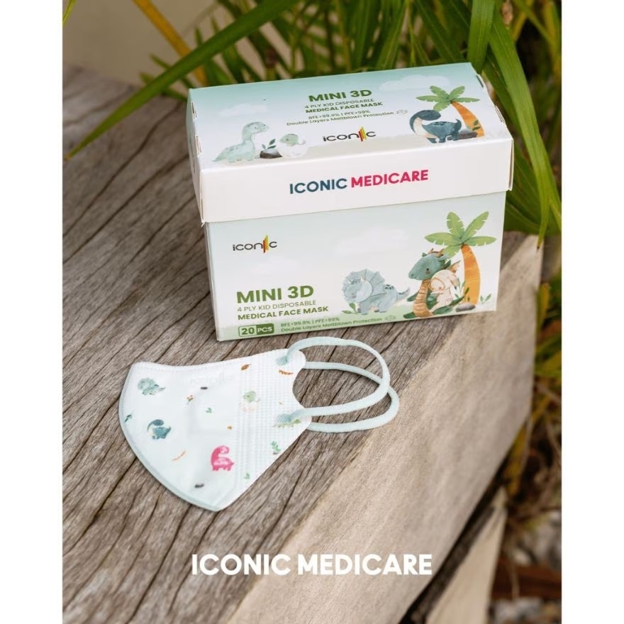 Mini 3D 4PLY Kid Disposable Face Mask Dino 20s'