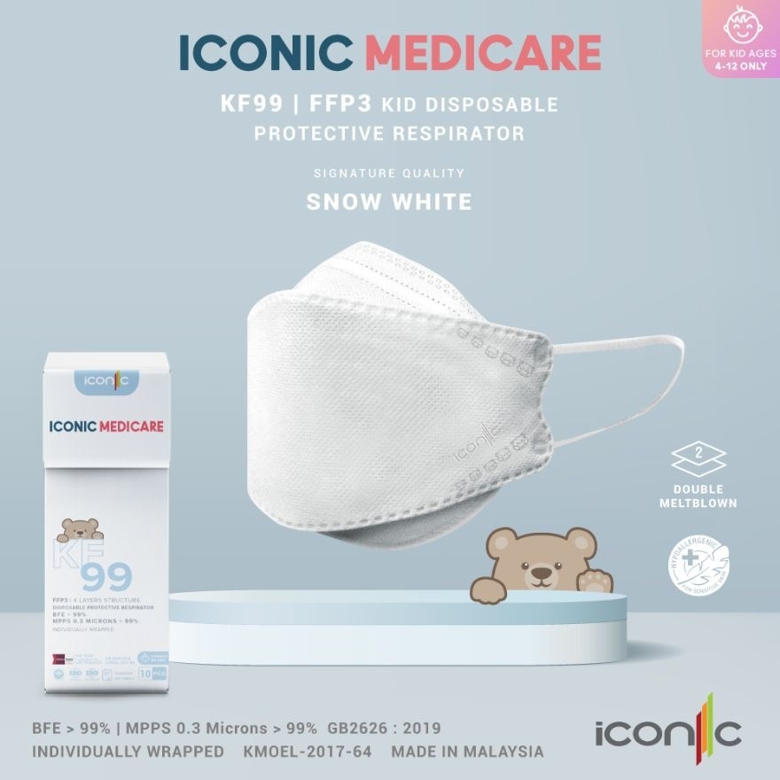 KF99 Kid Disposable Face Mask Snow White 10s'