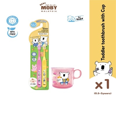 BABY MOBY Toddler Toothbrush 1 Set with Cup P/Y