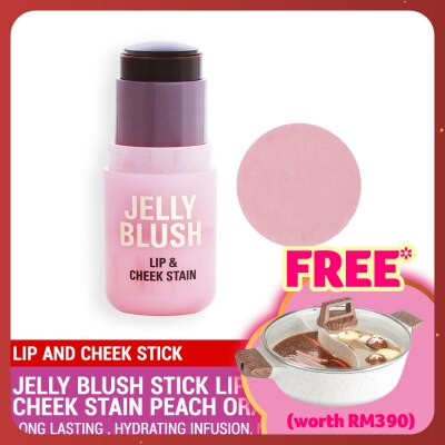REVOLUTION Jelly Blush Stick Lip and Cheek Stain Peach Orange