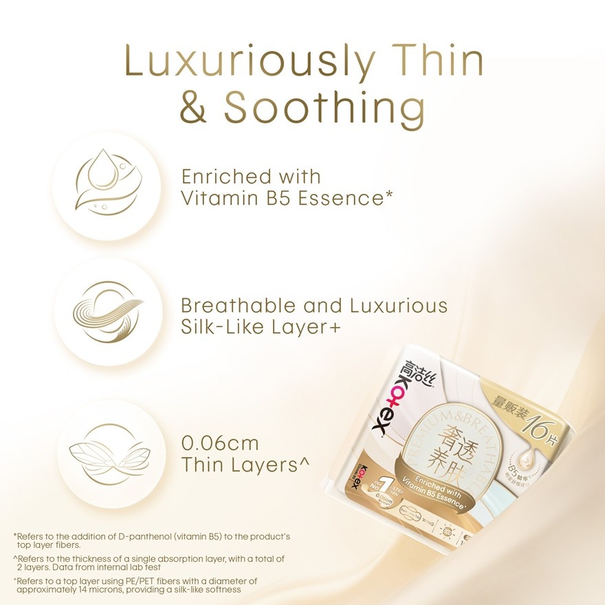 Cicada B5 Ultralux & Thin Day Sanitary Pad Wing 24cm 16s - 0.06cm Ultrathin with B5 Essence image