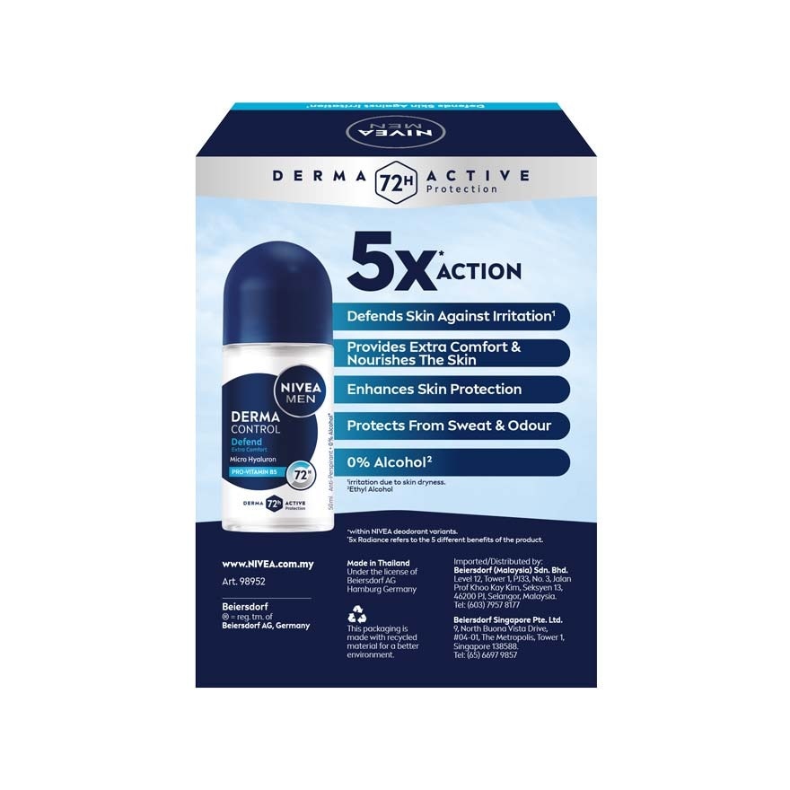 Deodorant Derma Control Defend Roll on Twinpack 2x50ml