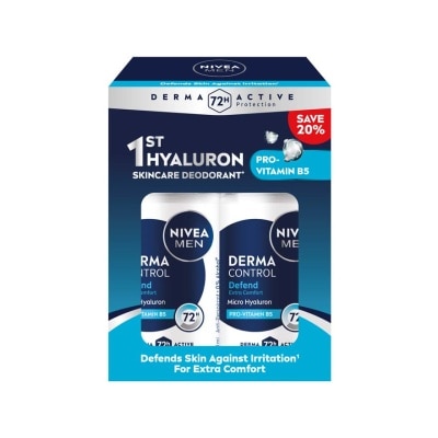NIVEA FOR MEN - Deodorant Derma Control Defend Roll on Twinpack 2x50ml