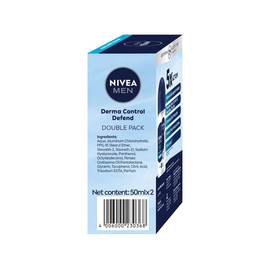 Deodorant Derma Control Defend Roll on Twinpack 2x50ml