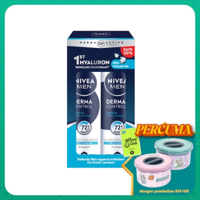 NIVEA FOR MEN Deodorant Derma Control Defend Spray Twin Pack 2x150ml