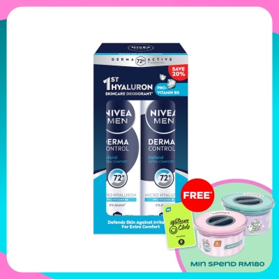 NIVEA FOR MEN Deodorant Derma Control Defend Spray Twin Pack 2x150ml